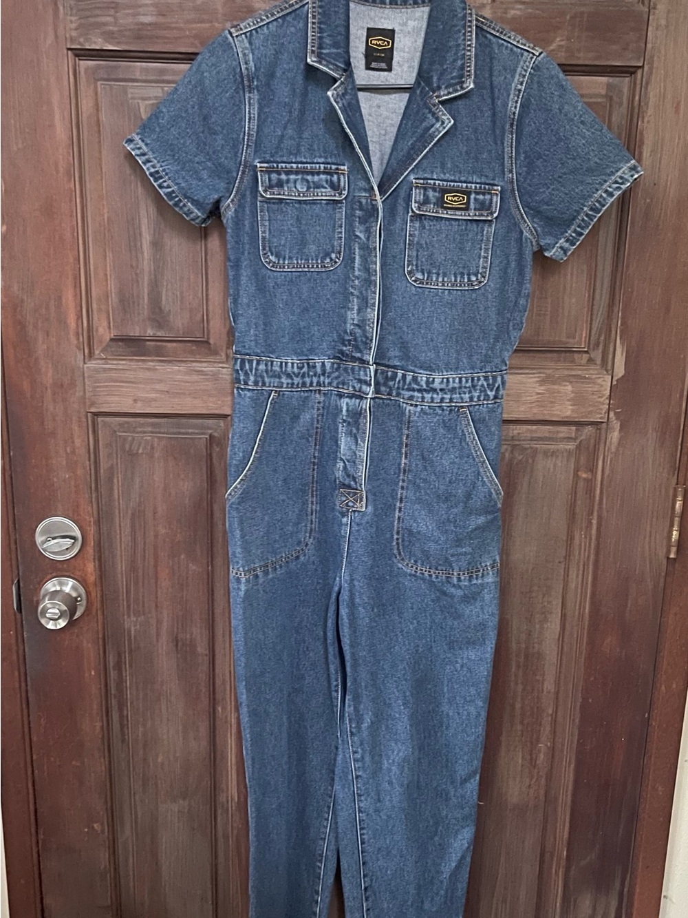 RVCA Women's Recession Denim Jumpsuit Jeans - Blue - Picture 4 of 8